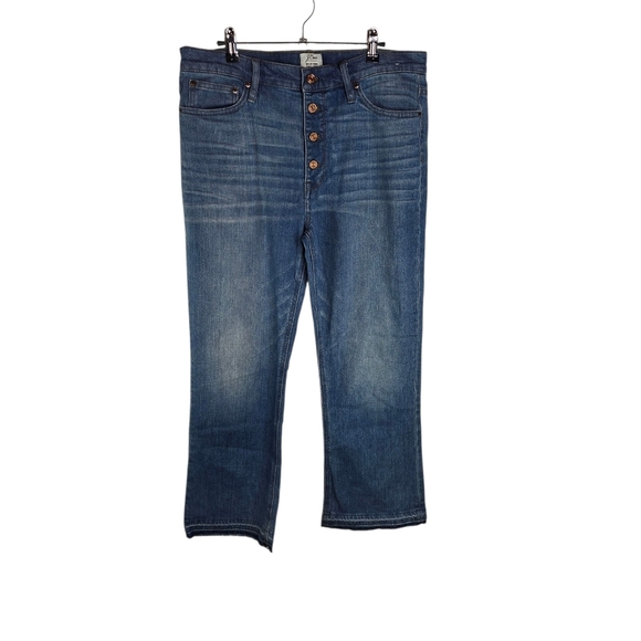 J. Crew Billie Demi Boot Cut Crop Exposed Button Fly Jeans - Picture 2 of 10